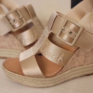 COACH Maryanne Logo Platform Sandal Espadrille Cork Wedge Heels
